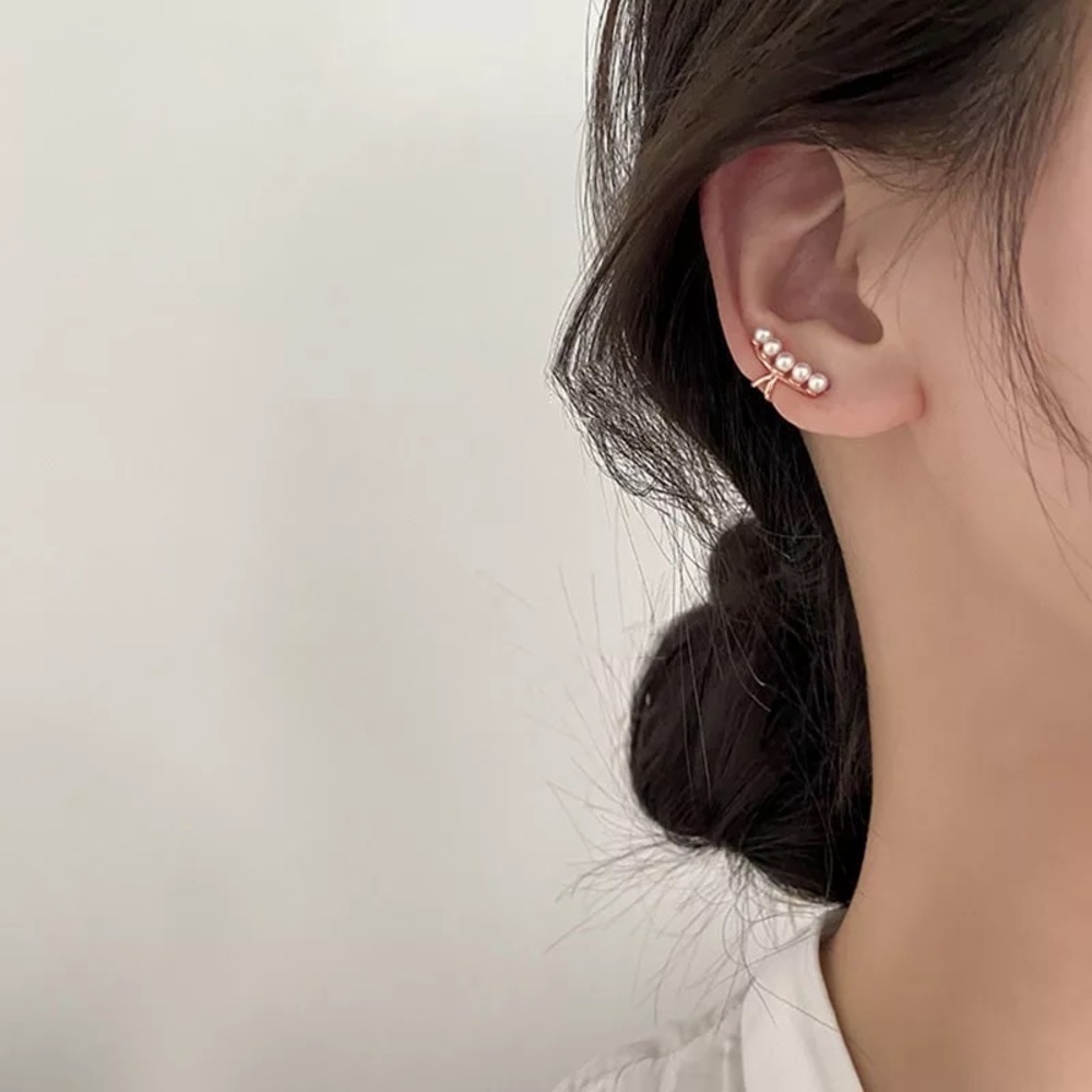 New Rose Gold Vermeil Pearl Cuff Earrings